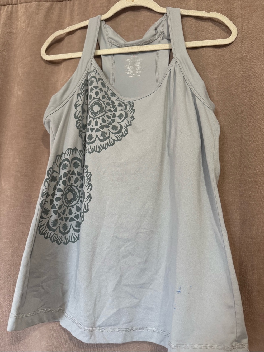 Danskin Now Grey Racerback Tank with Navy Mandala Prints
